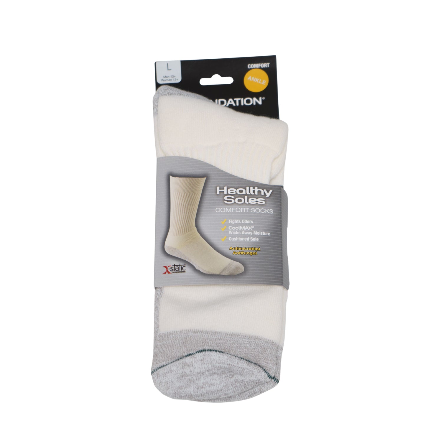 FOUNDATION® HEALTHY SOLE CIRCULATION ANKLE SOCKS - WHITE