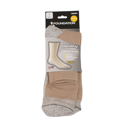 FOUNDATION® HEALTHY SOLES CIRCULATION ANKLE SOCKS - BEIGE