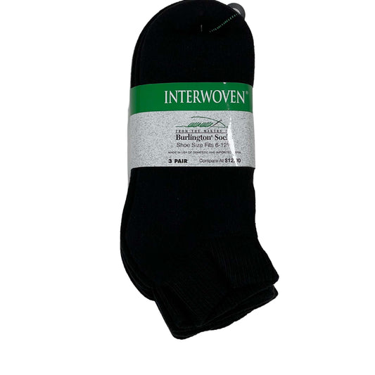 INTERWOVEN ATHLETIC COTTON FULL CUSHION QTR TOP - BLACK