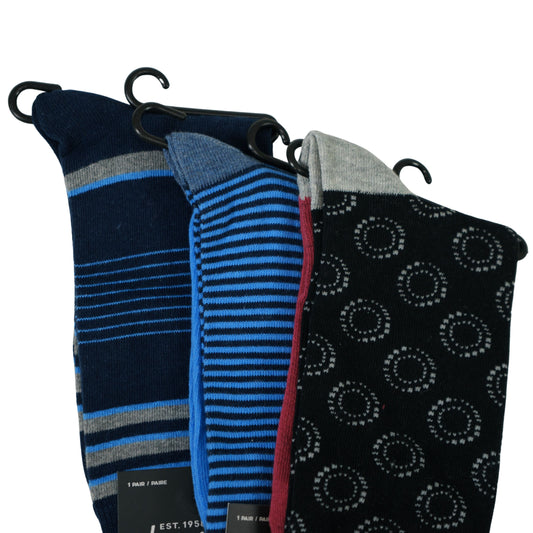 D&CO Pattern Cotton Dress Socks - 3 Pairs