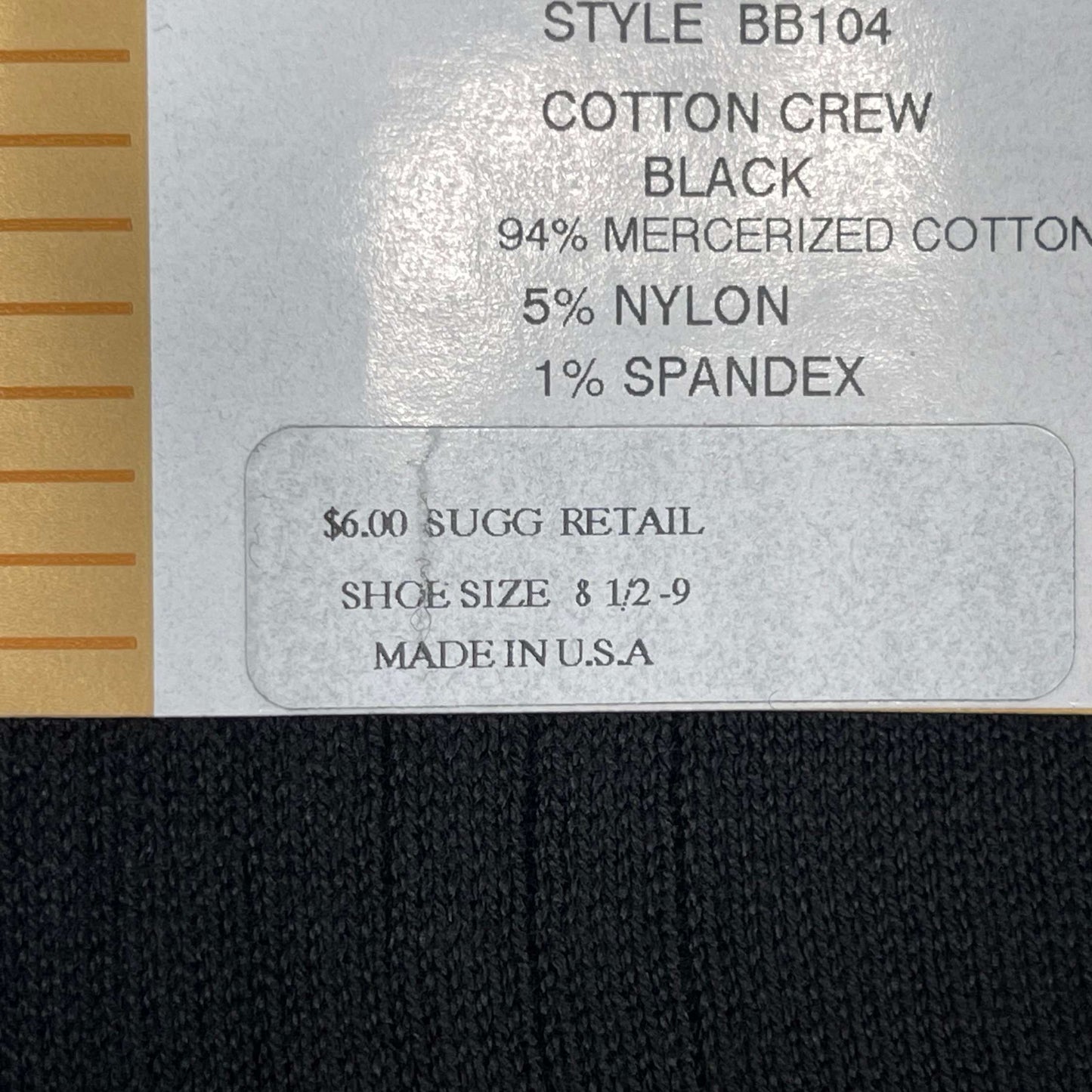 BURLINGTON SIZED DRESS 94% MERCERIZED COTTON CREW SOCK - BLACK