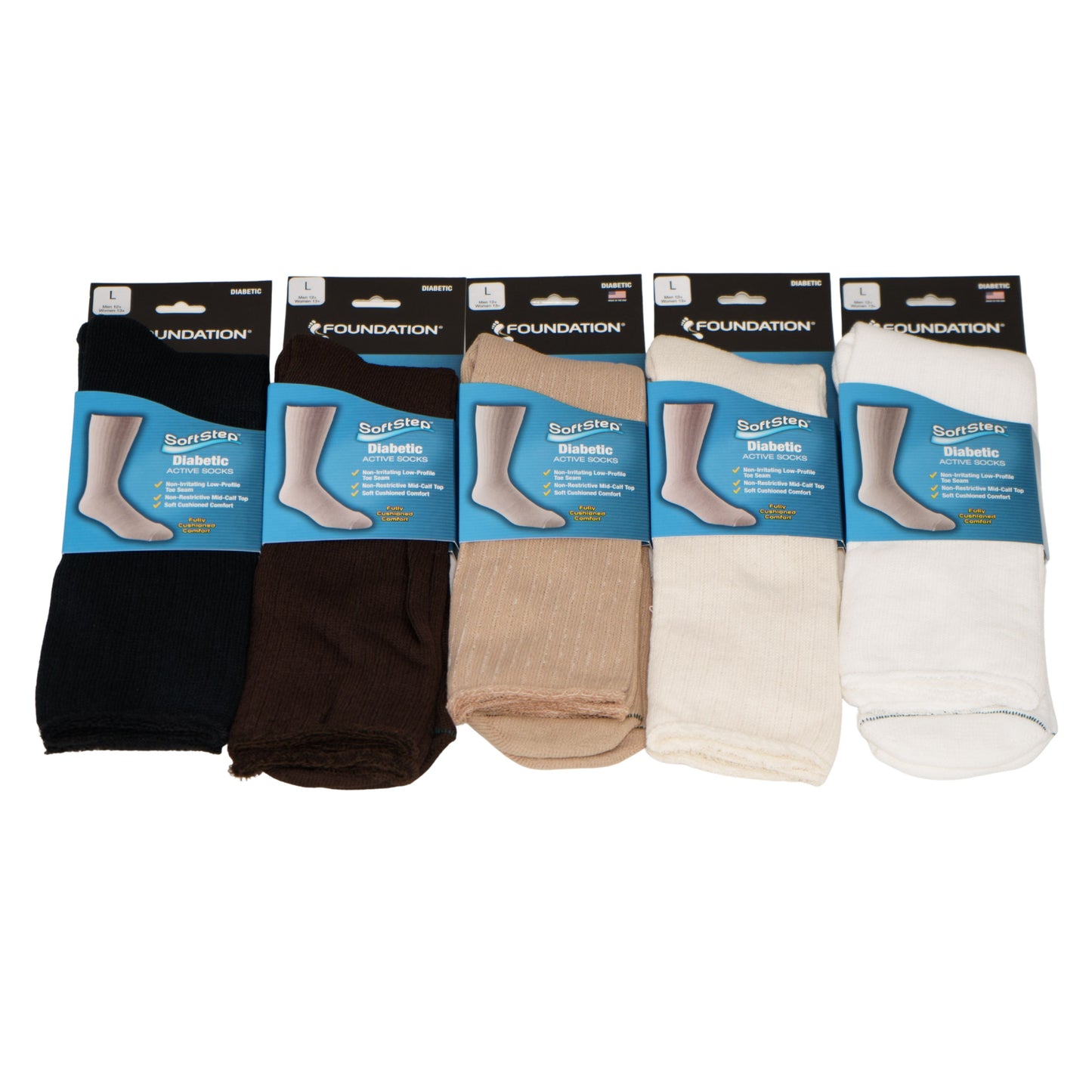 FOUNDATION® SOFTSTEP® DIABETIC ACTIVE CREW SOCKS - BLACK