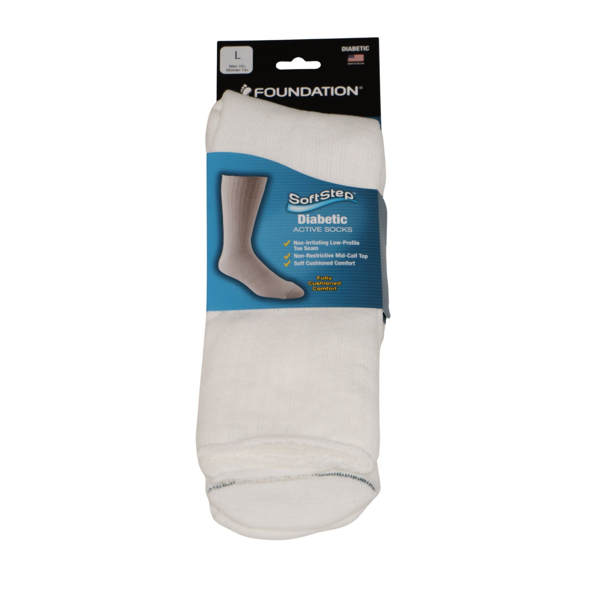 FOUNDATION® SOFTSTEP® DIABETIC ACTIVE CREW SOCKS - WHITE – Kicks