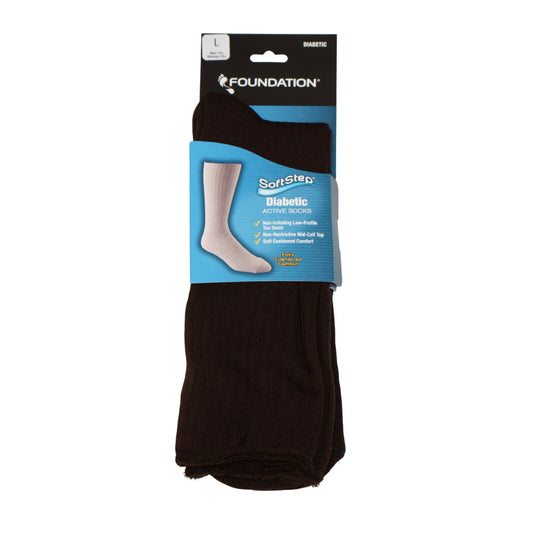 FOUNDATION® SOFTSTEP® DIABETIC ACTIVE CREW SOCKS - BROWN