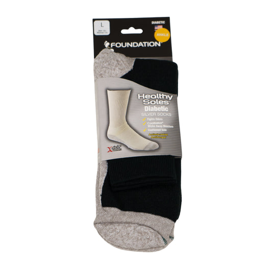 FOUNDATION® HEALTHY SOLES CIRCULATION ANKLE SOCKS - BLACK