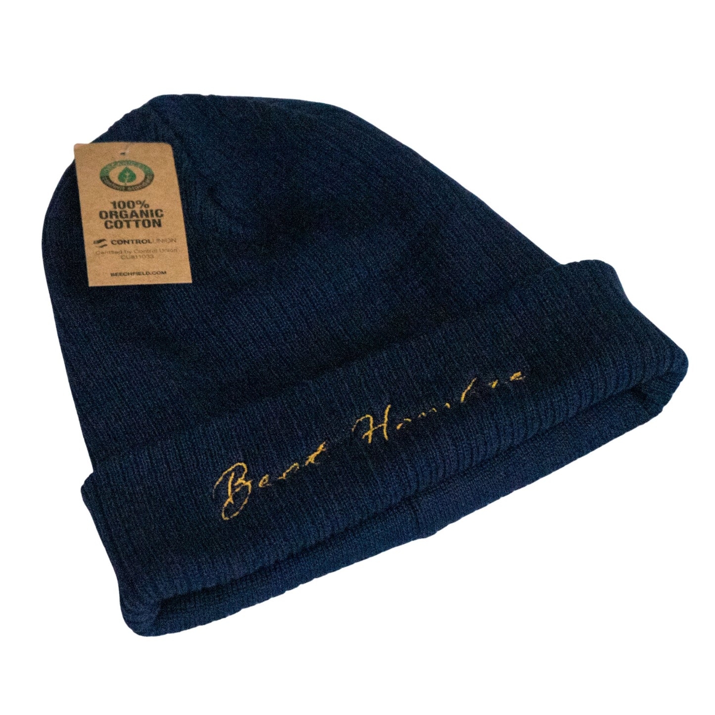 100% Organic Cotton Ribbed Cuffed Beanie Hat