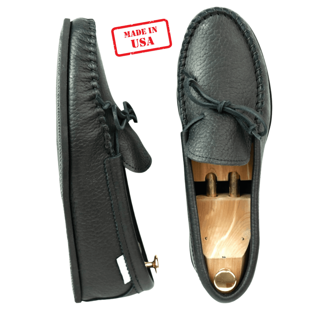 Spring Grove USA Moccasins Black Cowhide