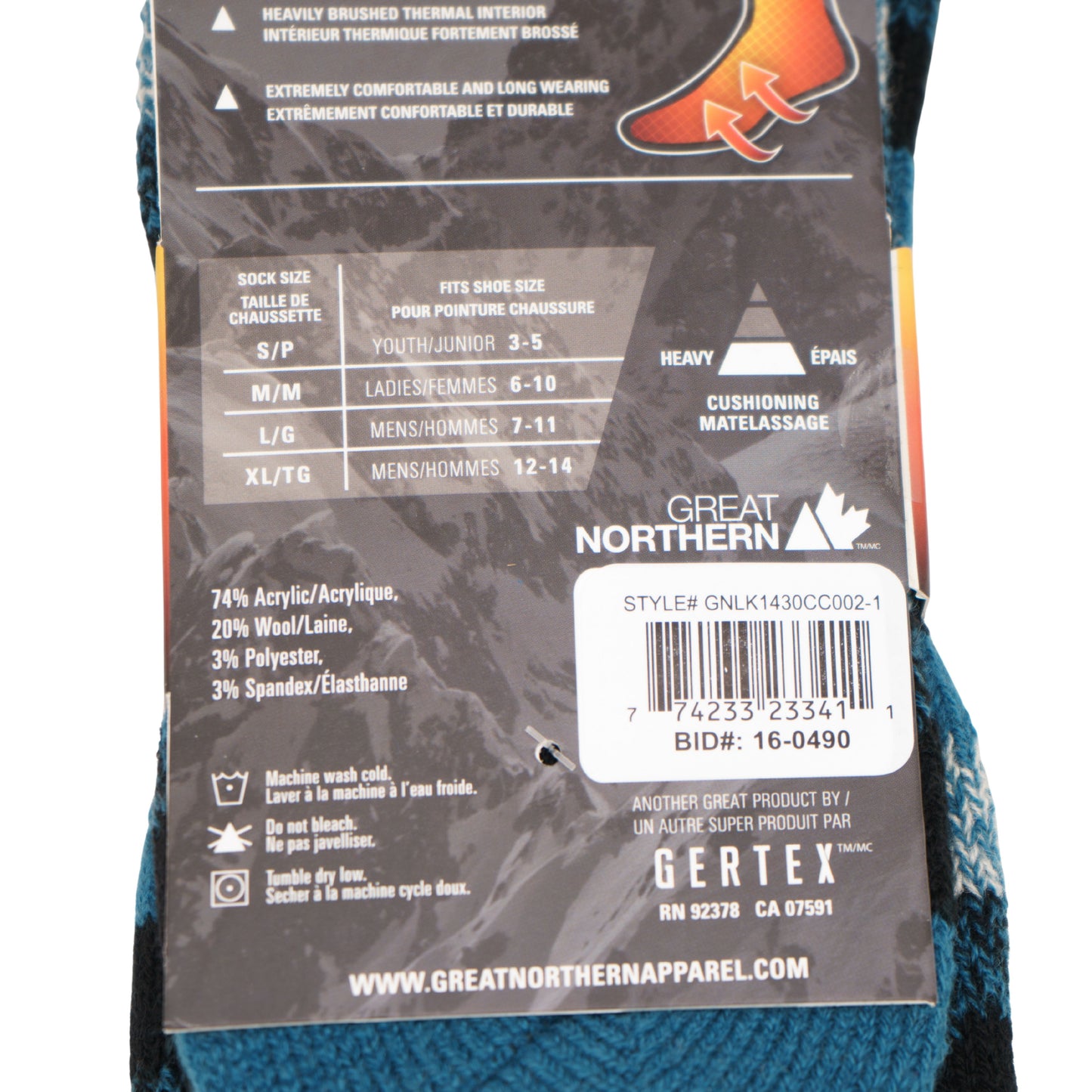GN Brushed Thermal Acrylic Wool Blend Performance Crew Socks