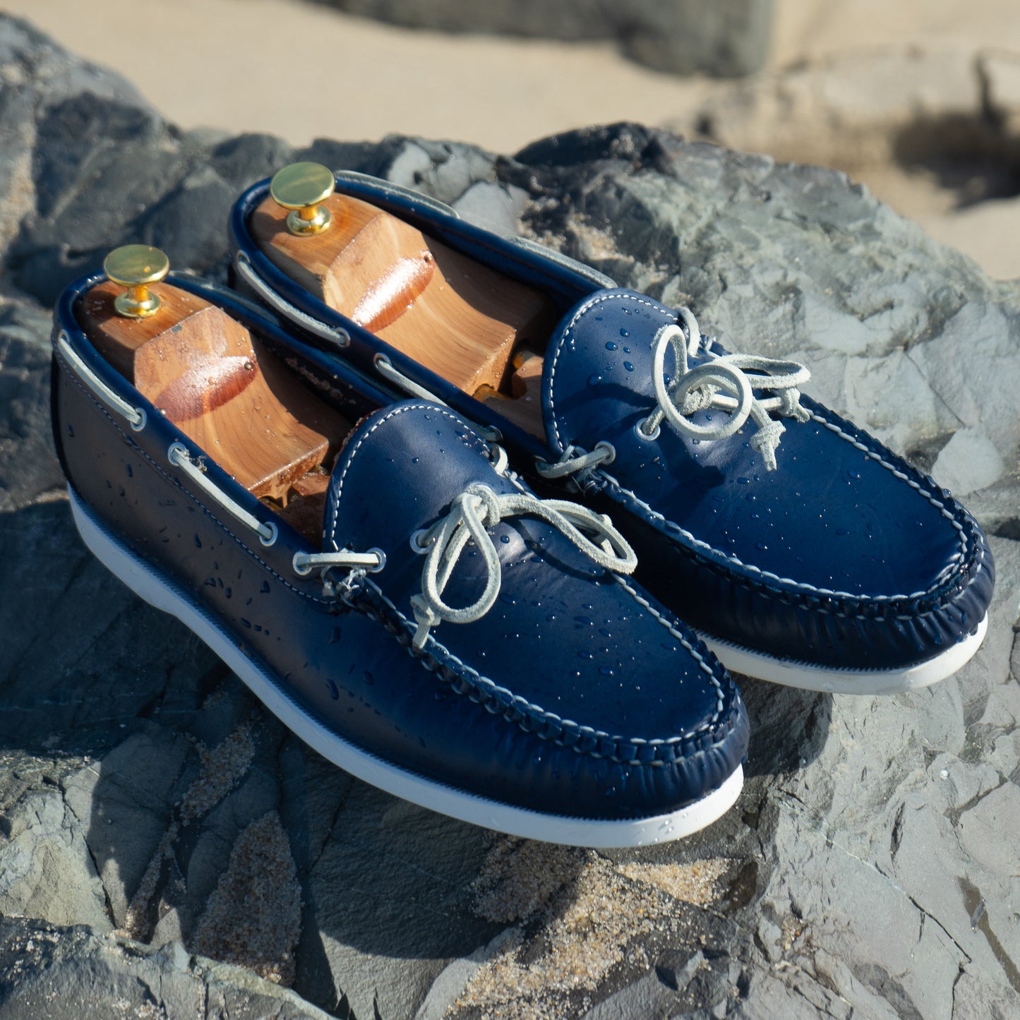 Dexter USA Moccasin - Navy Oiled Leather - White Boat Sole
