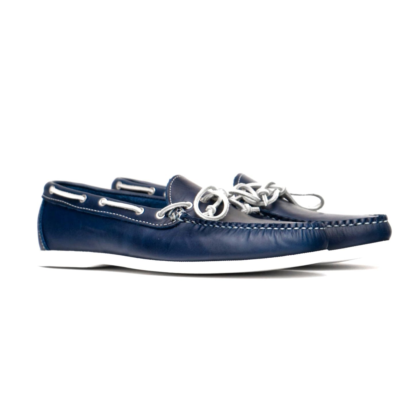 Mocasín Dexter USA - Cuero engrasado azul marino - Suela de barco blanca 