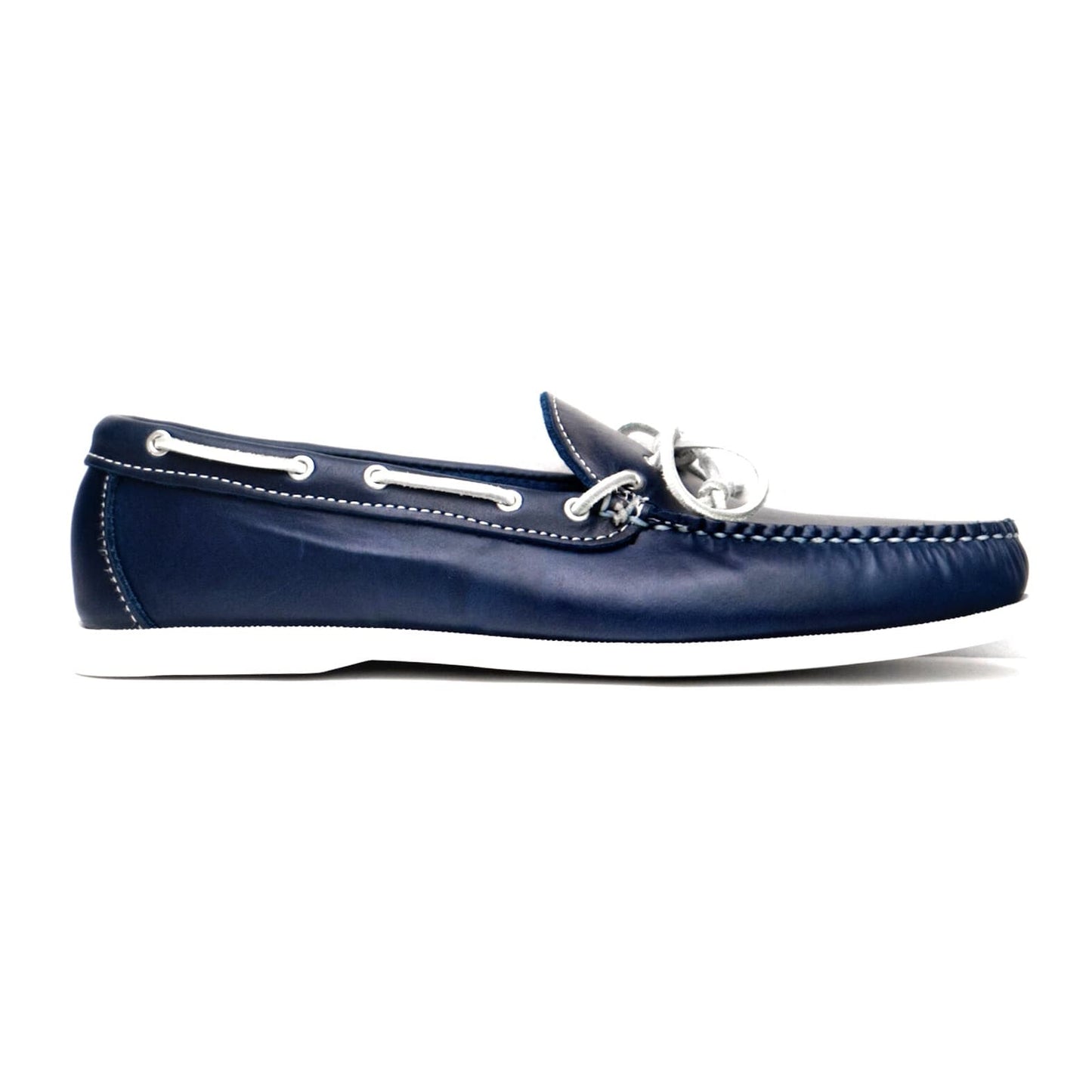 Mocasín Dexter USA - Cuero engrasado azul marino - Suela de barco blanca 