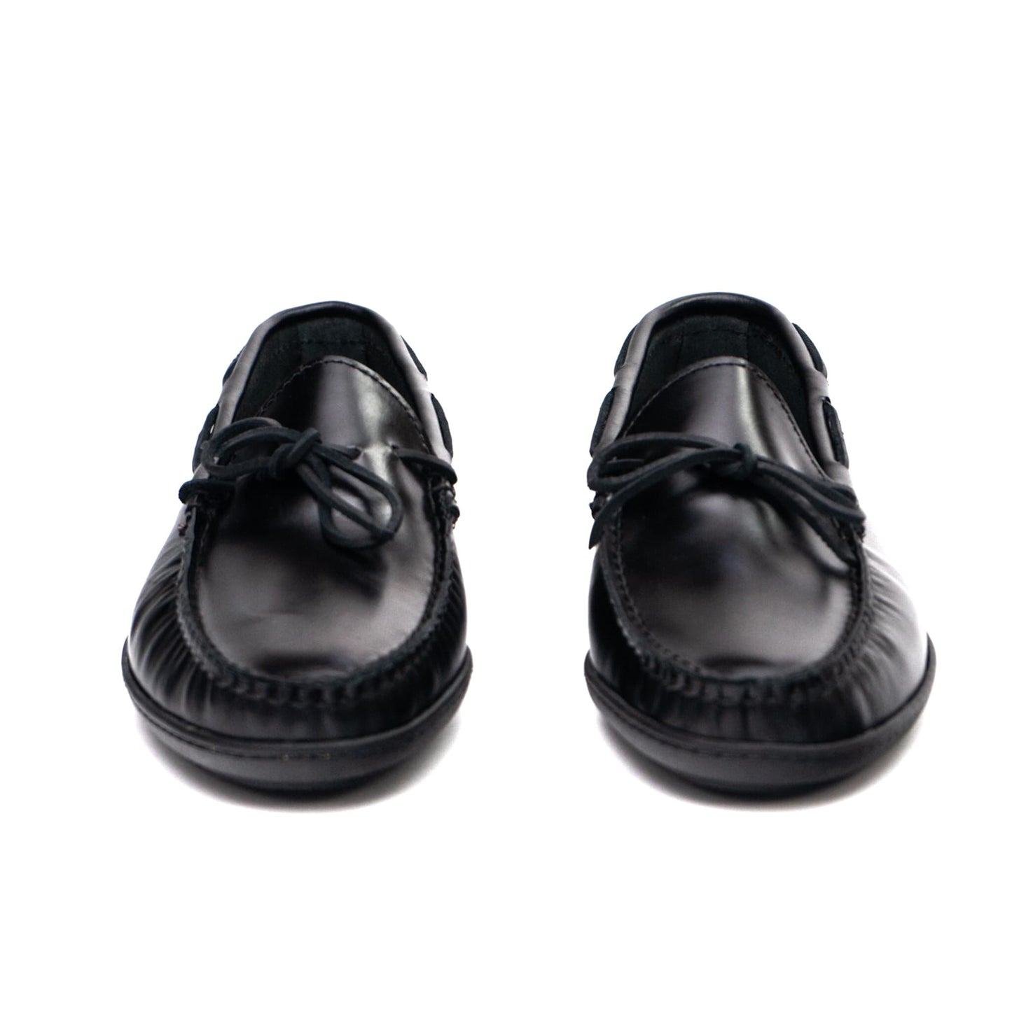 GOTOOZ Driving Moc Tie Mocasines - Cuero de grano completo engrasado negro 