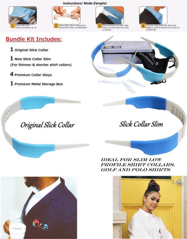 Slick Collar Kit - (1) Slim, (1) Original, & (2) Collar Stays - Kicks For Gents - Suit Accessories - Dapper