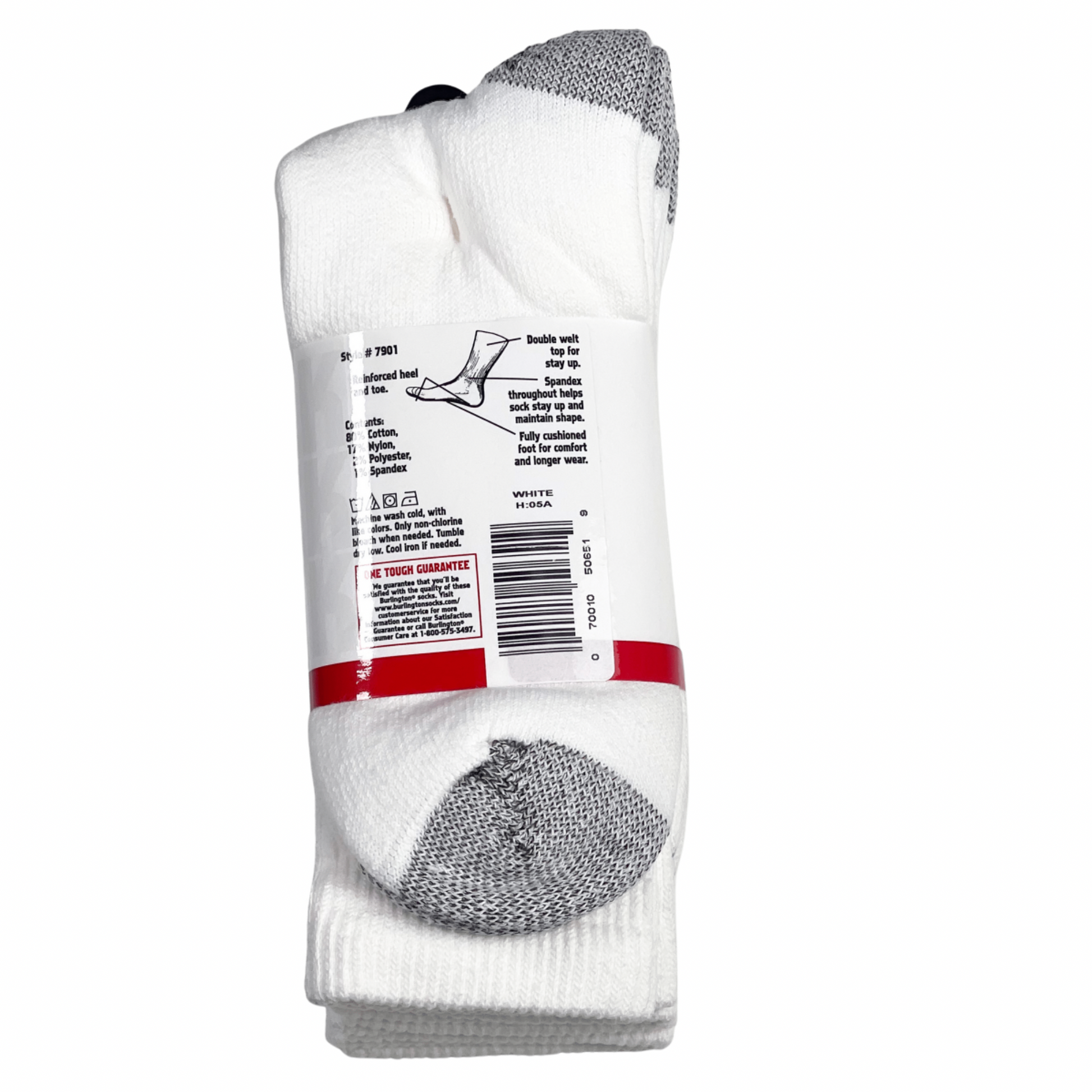 Back of Product: INTERWOVEN "ONE TOUGH SOCK" CASUAL COTTON CUSHION CREW - White