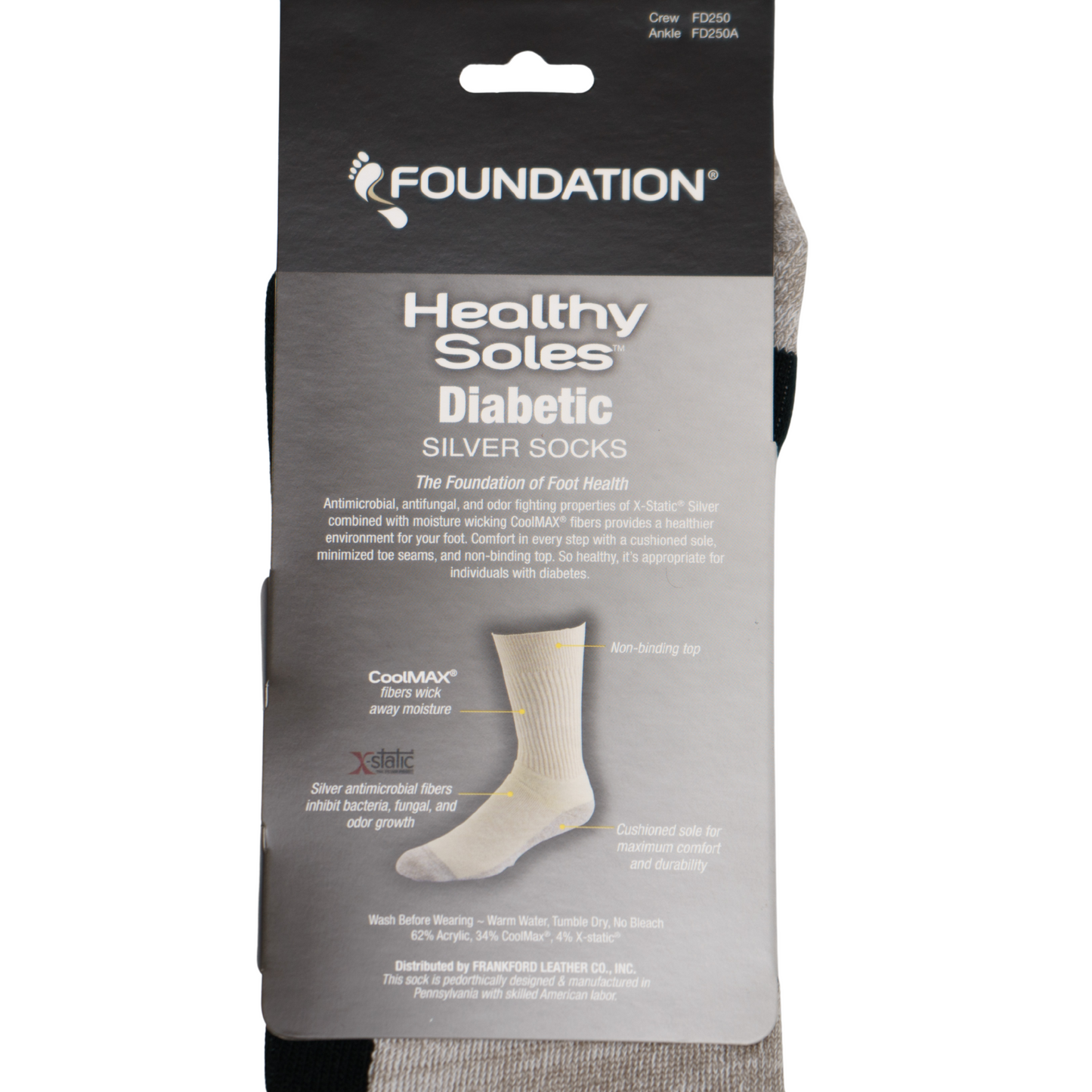 FOUNDATION® HEALTHY SOLES CIRCULATION CREW SOCKS - BLACK