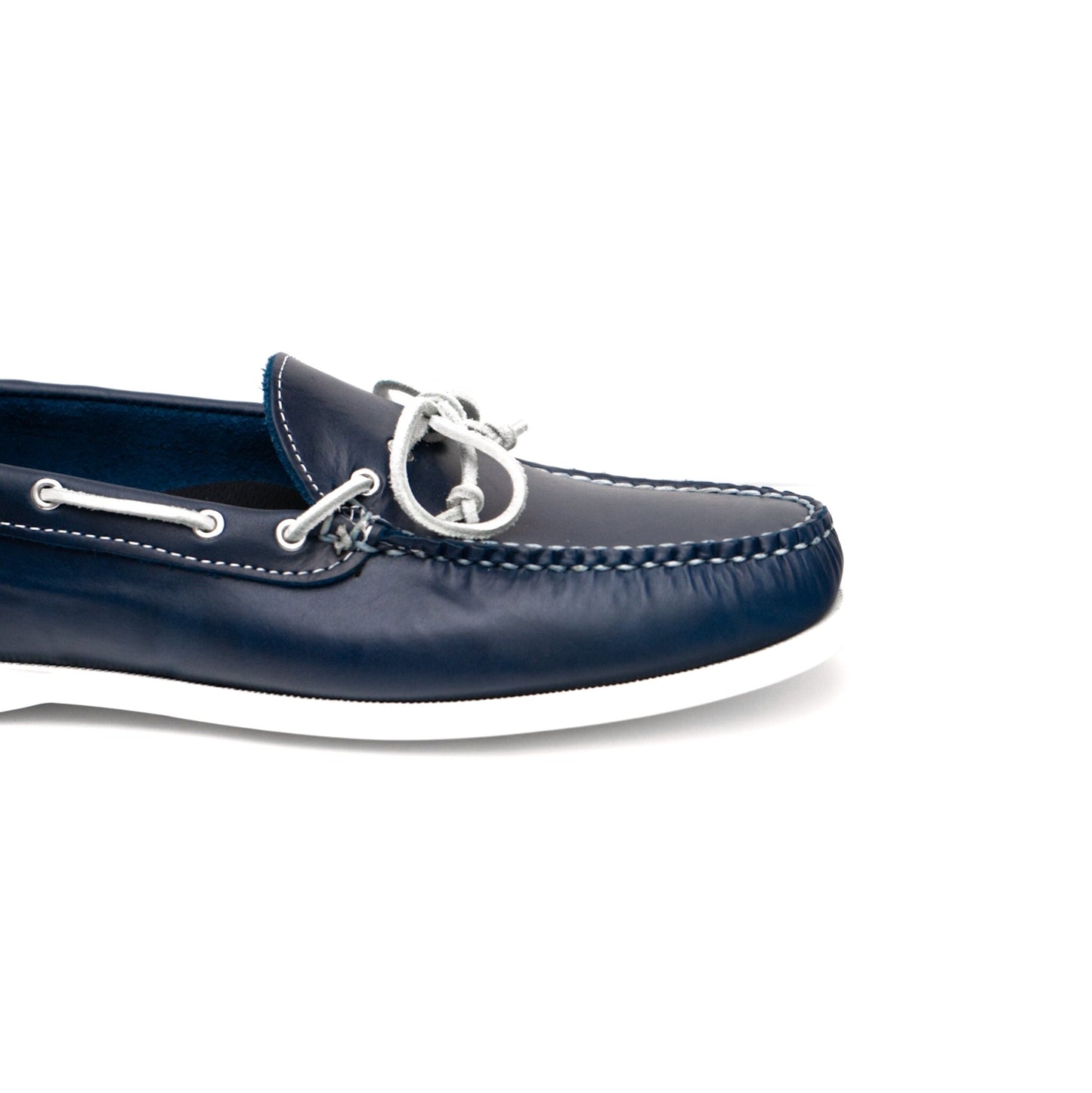 Mocasín Dexter USA - Cuero engrasado azul marino - Suela de barco blanca 