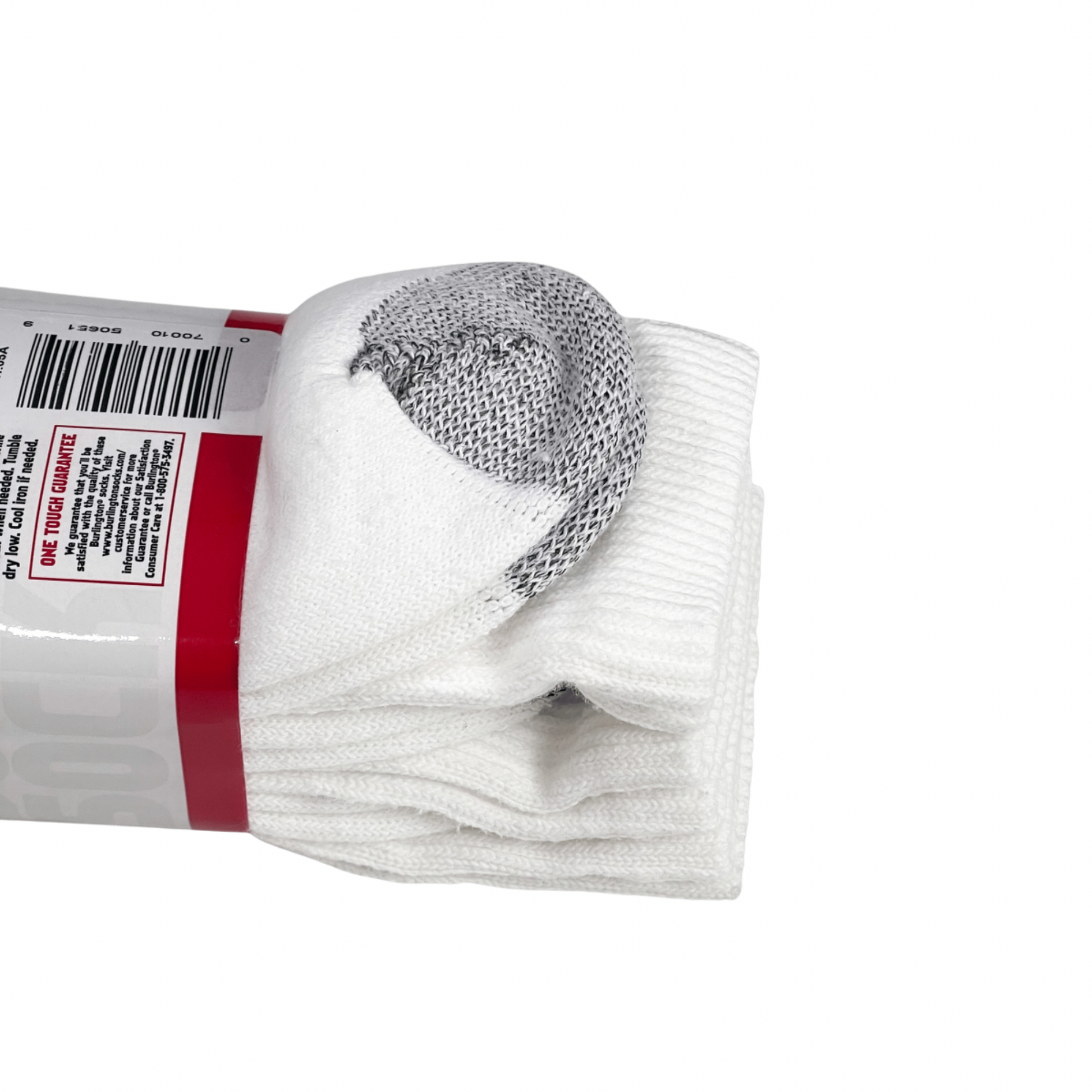Close up on Toe: INTERWOVEN "ONE TOUGH SOCK" CASUAL COTTON CUSHION CREW - White