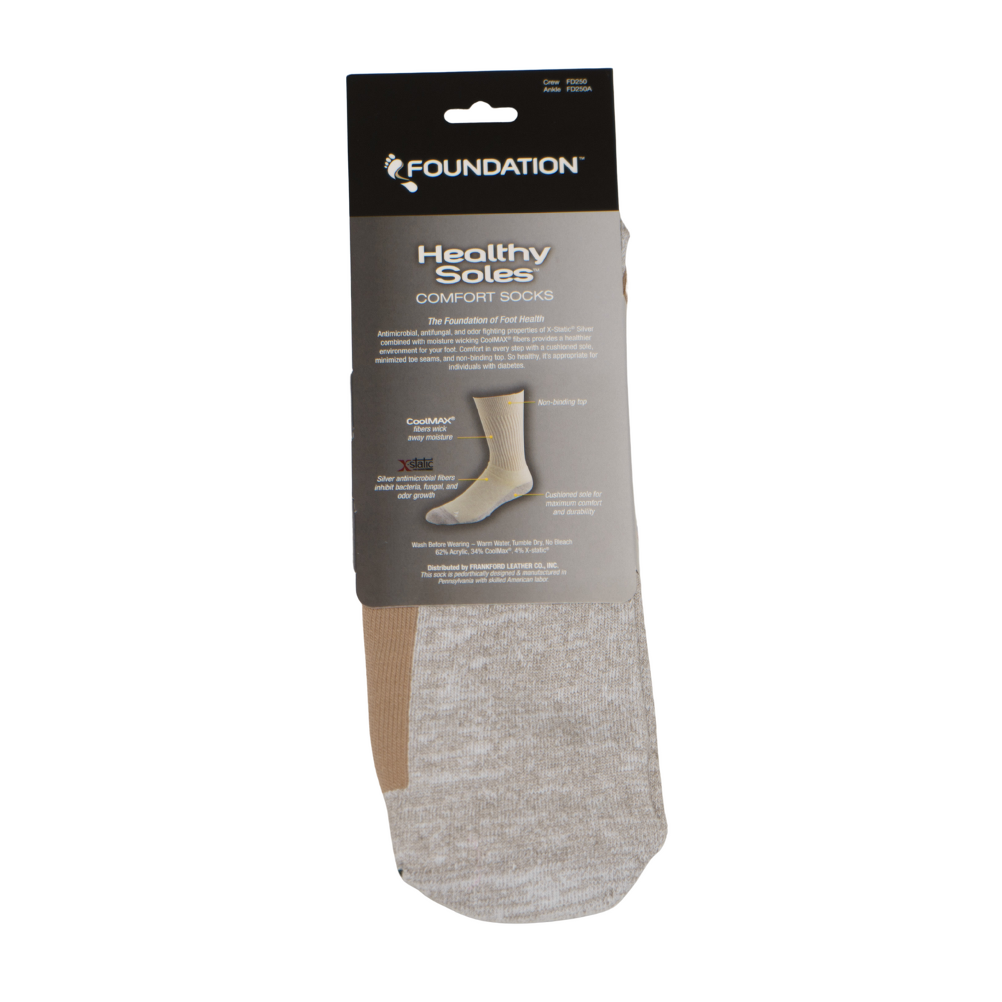 FOUNDATION® HEALTHY SOLES CIRCULATION CREW SOCKS - BEIGE