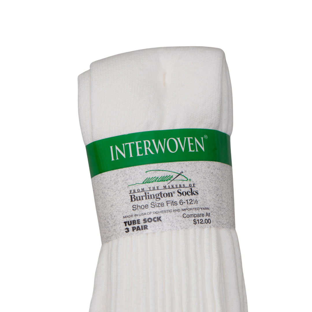 INTERWOVEN ATHLETIC COTTON TUBE SOCK - WHITE