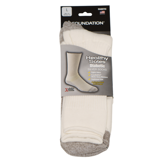 FOUNDATION® HEALTHY SOLES CIRCULATION CREW SOCKS - WHITE