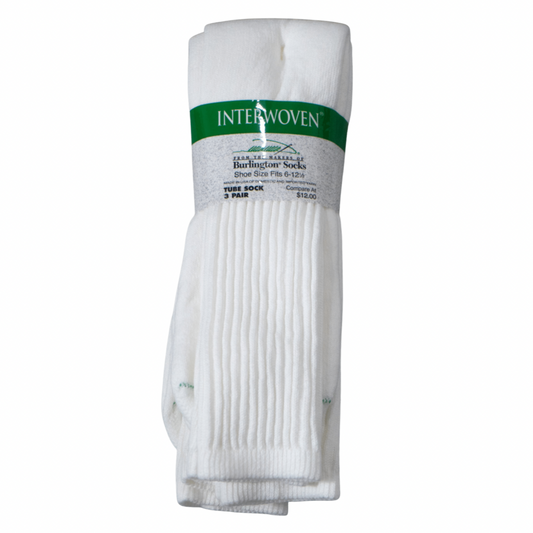 INTERWOVEN ATHLETIC COTTON TUBE SOCK - WHITE