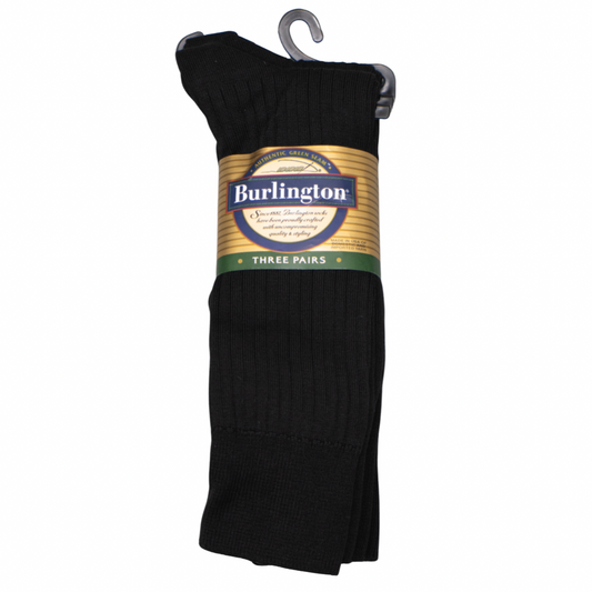 BURLINGTON DRESS MERCERIZED COTTON CREW SOCK - BLACK